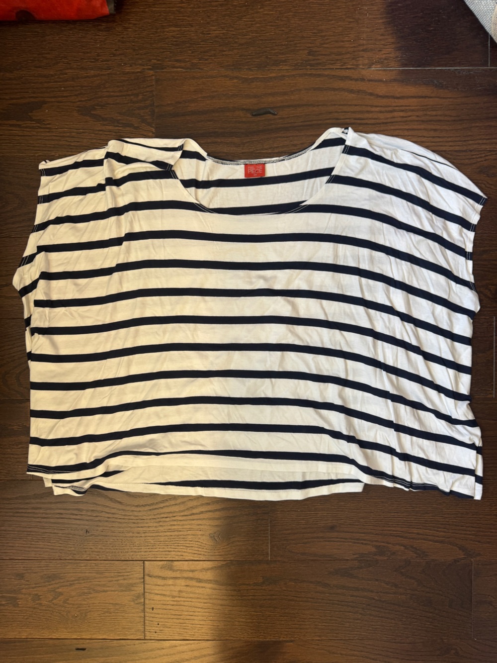 Feel The Piece White and Black Striped Women's Boxy Tee